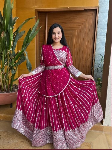 Fox Georgette Lehenga Choli with Heavy Sequence Thread Work